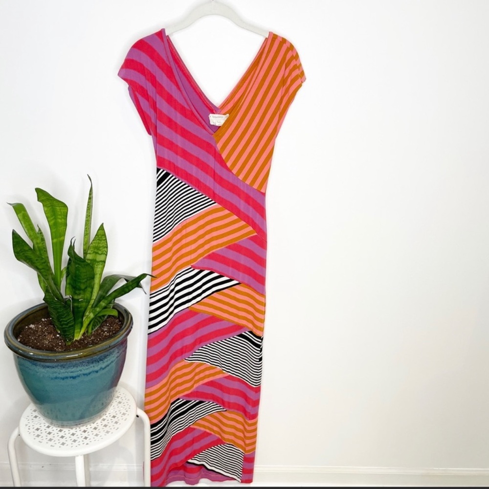 Nicole Miller Artleier diagonal striped Maxi dress